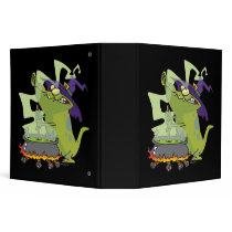 funny witch gator cooking cauldron 3 ring binders