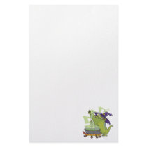 funny witch gator cooking cauldron stationery design