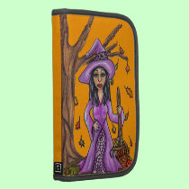 Funny Witch Raking Autumn Leaves Tree planners