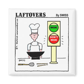 Funny WOK-DON'T WOK Cartoon Fridge magnet