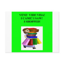 funny women's shopping joke postcards