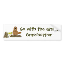 Vegan Funny Bumper Stickers on Funny Wood Turning Beaver And Grasshopper Cartoon Bumper Stickers By