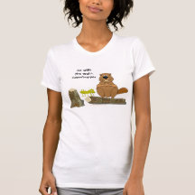 Funny Wood Turning Beaver and Grasshopper Cartoon T-shirts