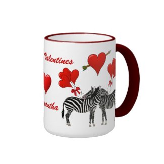 Funny zebra & love heart Valentines Coffee Mug