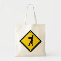 Funny Zombie Crossing Sign Tote Bags