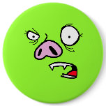 Furious pig face pinback button