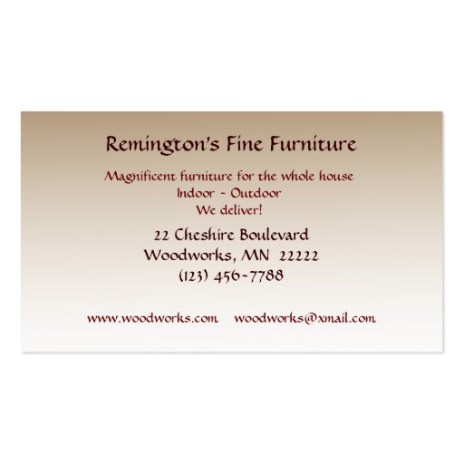 Furniture Business Card Templates (back side)
