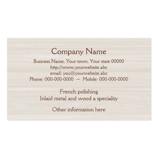 Furniture restoration business card (back side)