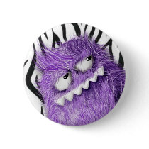 artsprojekt, furry monster, cool monster, cute monster, cartoon monster, blue monster, teeth monster, sharp teeth, monster, teeth, cute, funny monster, characters, furry, cool, Button with custom graphic design
