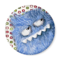 artsprojekt, furry monster, cool monster, cute monster, cartoon monster, blue monster, teeth monster, sharp teeth, monster, teeth, cute, funny monster, characters, furry, cool, Magnet with custom graphic design