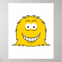 Furry Monster Smiley Face Print
