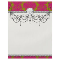 fuschia and olive fleur damask pattern flyer design