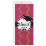 fuschia and olive fleur damask pattern custom rack cards