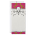 fuschia and olive fleur damask pattern rack card design