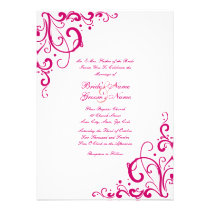 Fuschia and White Flourish Wedding Invitation invitations