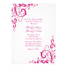 Fuschia and White Flourish Wedding Invitation