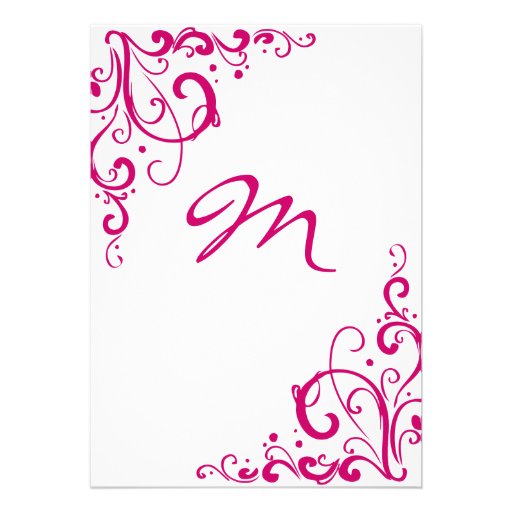Fuschia and White Flourish Wedding Invitation