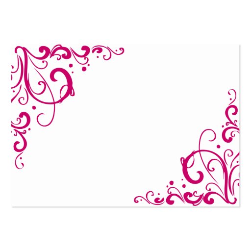 Fuschia and White Flourish Wedding Seating Cards Business Card Templates (back side)