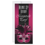 Fuschia Black Masquerade Birthday Party Invitation rack cards