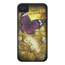 Fuschia Butterfly & Caterpillar 'JO' IPhone Case iPhone 4 Case