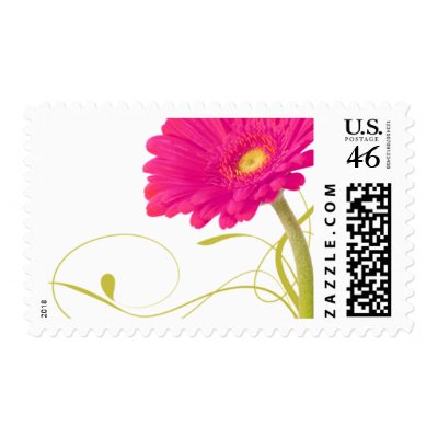 Fuschia Daisy Gerbera Wedding Stamps