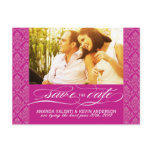Fuschia Damask Save the Date Post Cards