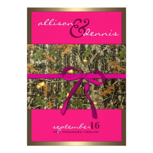 Fuschia Lavish Camo Wedding Invitations