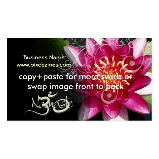 Fuschia lotus + pearly swirls business cards (back side)