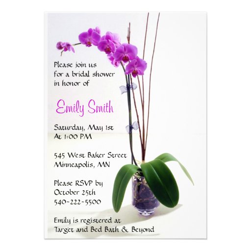 Fuschia Orchid Bridal Shower Invitation
