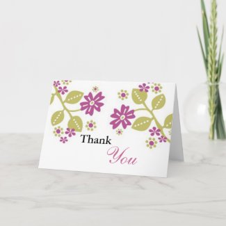 Fuschia pink Flowers Thank You Card card