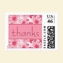 Fuschia Sunflower Thank You Wedding Stamp stamps