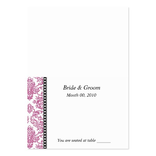Fuschia Wedding Placecards Business Cards (front side)