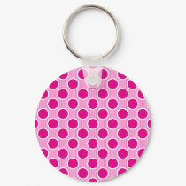 Fuscia Dots on Pink Stripes keychains by naturetees Fuscia Dots on Pink Stripes keychains