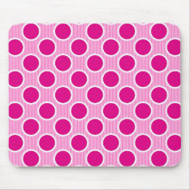 Fuscia Dots on Pink Stripes mousepads