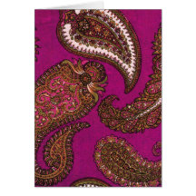 Fuscia Paisley Note Cards