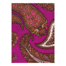 Fuscia Paisley Wedding Invitation