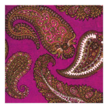 Fuscia Paisley Wedding Invitation