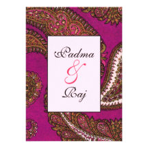 Fuscia Paisley Wedding Invitation