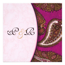 Fuscia Paisley Wedding Invitation