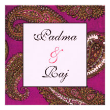 Fuscia Paisley Wedding Invitation