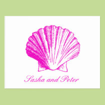 Fuscia Shell Beach Wedding RSVP Postcard postcards