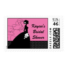 Fushia Pink Bride Bridal Shower Postage Stamps