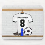 Fútbol blanco y negro personalizado Jerse del fútb Tapete De Ratón