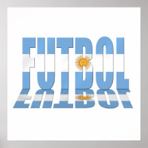 Futbol flag worded soccer lovers Argentina gifts Posters