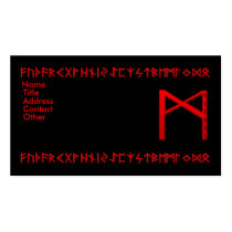 Futhark Mannaz Rune red Business Cards