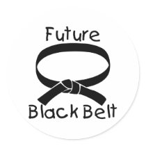 Future Black Belt Round Stickers