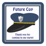 Future Cop Police Hat Party Favors Square Stickers