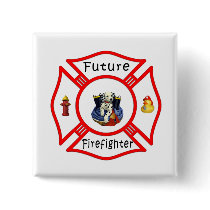 Future Firefighter Red Maltese buttons by bonfirefirefighters Future Firefighter Red Maltese buttons