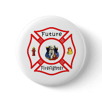 Future Firefighter Red Maltese buttons by bonfirefirefighters Future Firefighter Red Maltese buttons