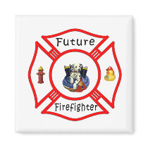 Future Firefighter Red Maltese magnets by bonfirefirefighters Future Firefighter Red Maltese magnets